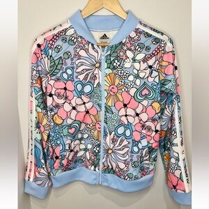 Adidas Flower Pastel Retro Print Girls XL Firebird Track Jacket 16